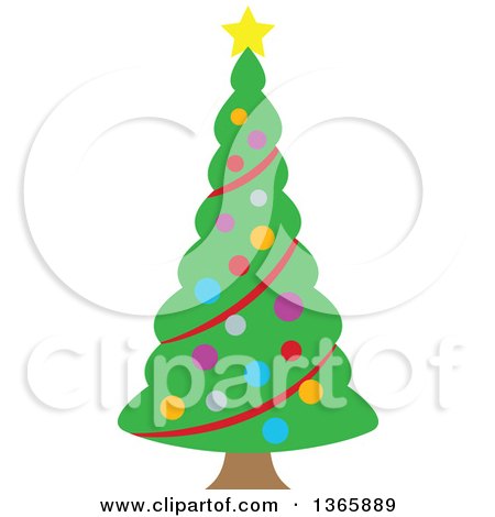 Clipart of a Christmas Tree with Colorful Baubles - Royalty Free Vector Illustration by visekart
