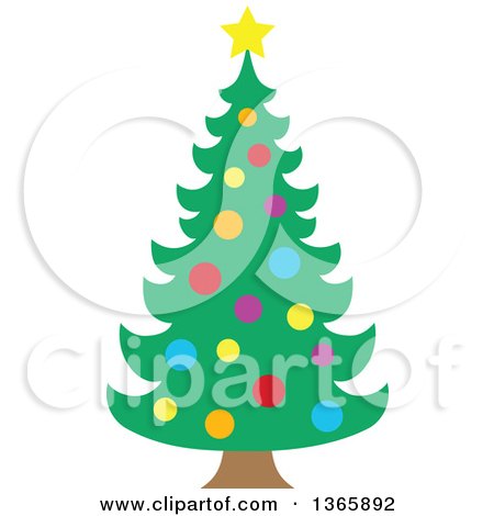Clipart of a Christmas Tree with Colorful Baubles - Royalty Free Vector Illustration by visekart