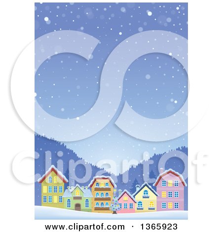 Clipart of a Winter Village in the Snow - Royalty Free Vector Illustration by visekart