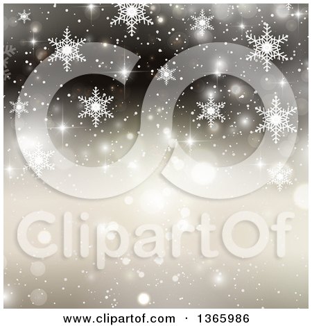 Clipart of a Gradient Snowflake and Bokeh Flare Background - Royalty Free Vector Illustration by KJ Pargeter