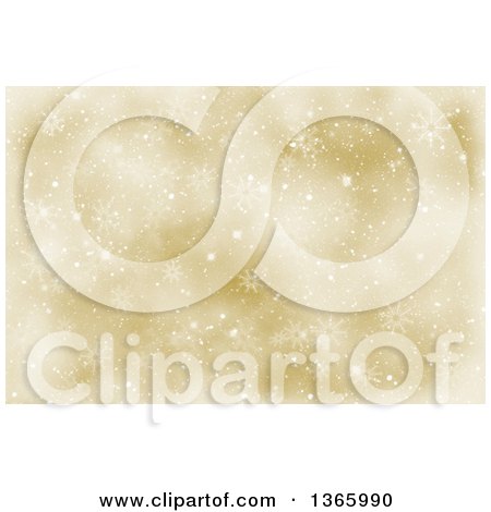Clipart of a Gold Snowflake Background - Royalty Free Illustration by KJ Pargeter