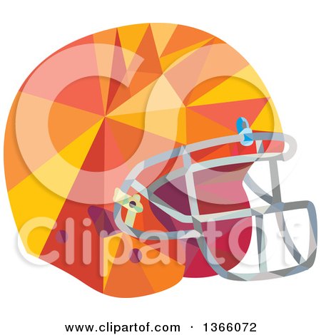 Clipart of a Low Polygon Styled American Football Helmet - Royalty Free Vector Illustration by patrimonio