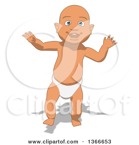 Clipart of a Cartoon White Baby Boy Walking, on a White Background - Royalty Free Illustration by Julos