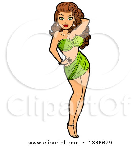 Clipart of a Cartoon Sexy Glamorous Brunette Caucasian Movie Star Pinup Woman - Royalty Free Vector Illustration by Clip Art Mascots
