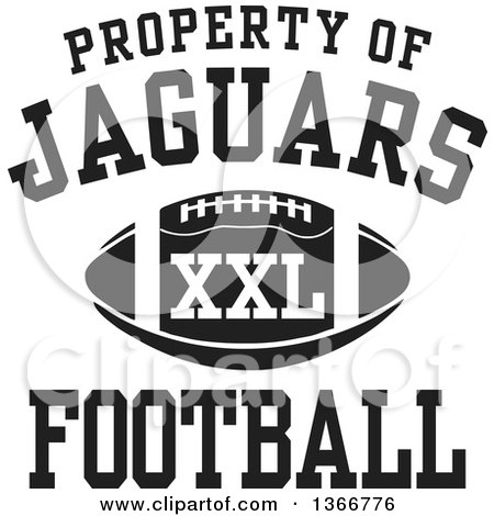 Clipart of a Black and White Property of Jaguars Football XXL Design - Royalty Free Vector Illustration by Johnny Sajem