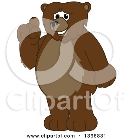 Clipart of a Grizzly Bear School Mascot Character with an Idea - Royalty Free Vector Illustration by Mascot Junction