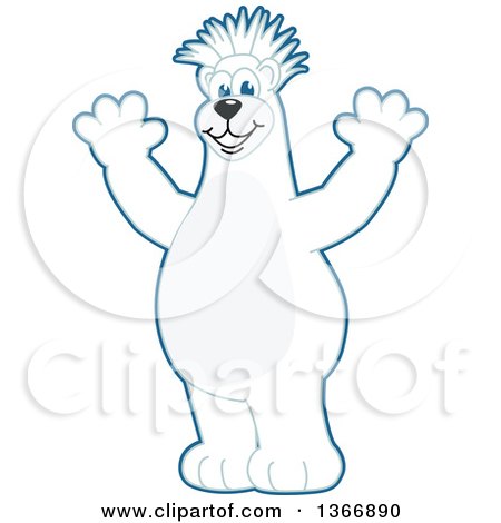Clipart of a Polar Bear School Mascot Character with a Mohawk, Cheering - Royalty Free Vector Illustration by Mascot Junction