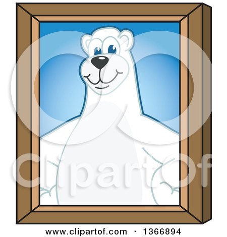 Clipart of a Polar Bear School Mascot Character Portrait - Royalty Free Vector Illustration by Mascot Junction