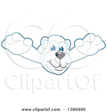Clipart of a Polar Bear School Mascot Character Leaping - Royalty Free Vector Illustration by Mascot Junction