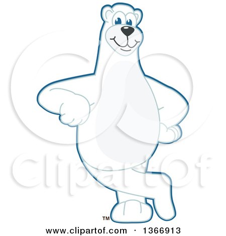 Clipart of a Polar Bear School Mascot Character Leaning - Royalty Free Vector Illustration by Mascot Junction