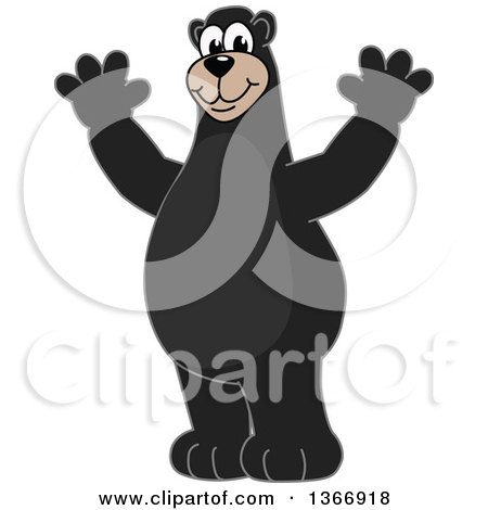 Clipart of a Black Bear School Mascot Character Cheering - Royalty Free Vector Illustration by Mascot Junction