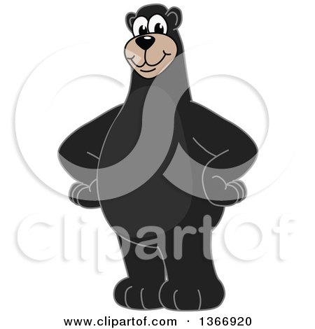 Clipart of a Black Bear School Mascot Character Standing with Hands on His Hips - Royalty Free Vector Illustration by Toons4Biz