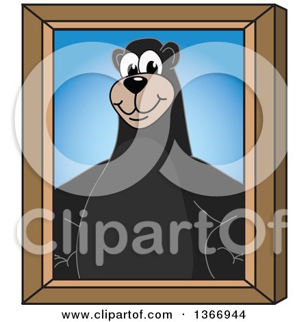 Clipart of a Black Bear School Mascot Character Portrait - Royalty Free Vector Illustration by Toons4Biz