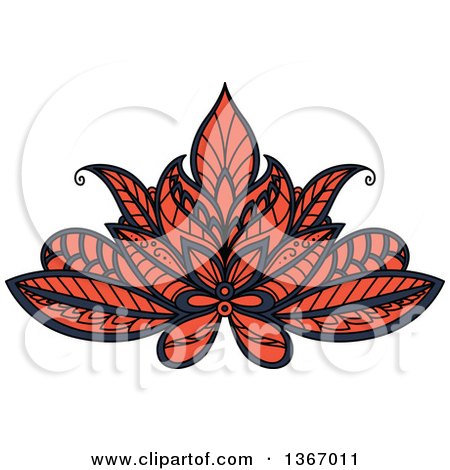 Clipart of a Blue and Salmon Pink Henna Lotus Flower - Royalty Free Vector Illustration by Vector Tradition SM