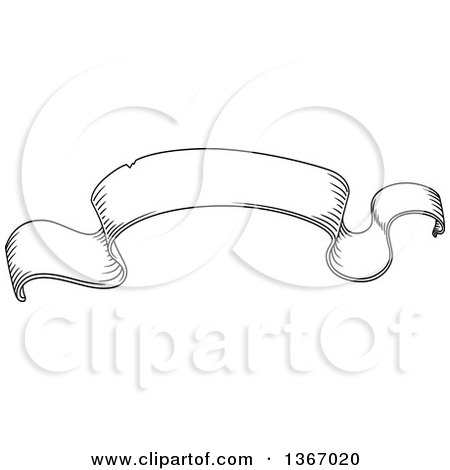 Clipart of a Vintage Black and White Engraved Styled Blank Ribbon Banner - Royalty Free Vector Illustration by Vector Tradition SM