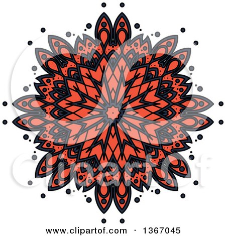 Clipart of a Navy Blue and Salmon Pink Kaleidoscope Flower - Royalty Free Vector Illustration by Vector Tradition SM