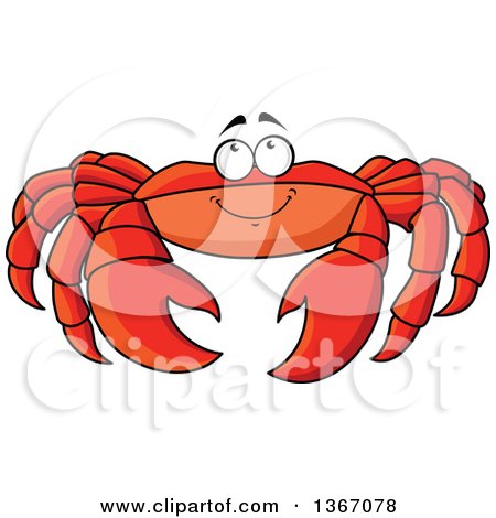 Clipart of a Cartoon Happy Red Crab Looking up - Royalty Free Vector Illustration by Vector Tradition SM