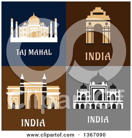 Clipart of Indian Architectural Landmark Designs - Royalty Free Vector Illustration by Vector Tradition SM