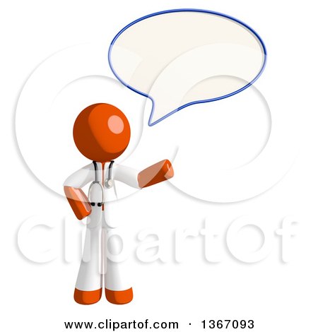 Clipart of an Orange Man Doctor or Veterinarian Presenting and Talking - Royalty Free Illustration by Leo Blanchette