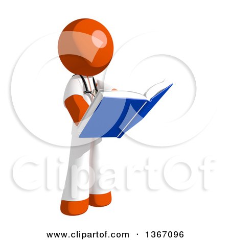 Clipart of an Orange Man Doctor or Veterinarian Reading a Book - Royalty Free Illustration by Leo Blanchette