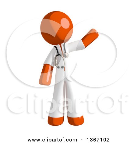 Clipart of an Orange Man Doctor or Veterinarian Waving - Royalty Free Illustration by Leo Blanchette