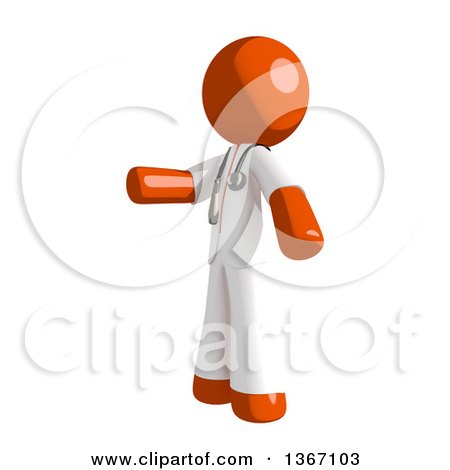 Clipart of an Orange Man Doctor or Veterinarian Presenting to the Left - Royalty Free Illustration by Leo Blanchette