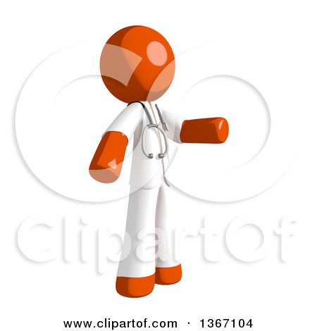 Clipart of an Orange Man Doctor or Veterinarian Presenting to the Right - Royalty Free Illustration by Leo Blanchette