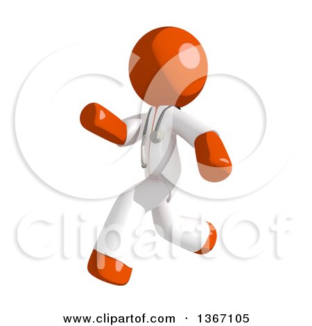Clipart of an Orange Man Doctor or Veterinarian Running to the Left - Royalty Free Illustration by Leo Blanchette