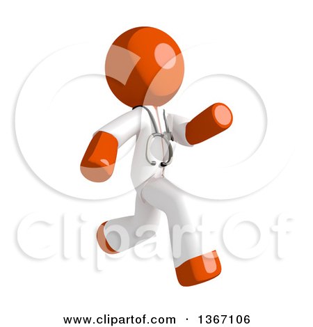 Clipart of an Orange Man Doctor or Veterinarian Running to the Right - Royalty Free Illustration by Leo Blanchette