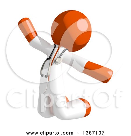 Clipart of an Orange Man Doctor or Veterinarian Jumping or Kneeling and Begging - Royalty Free Illustration by Leo Blanchette