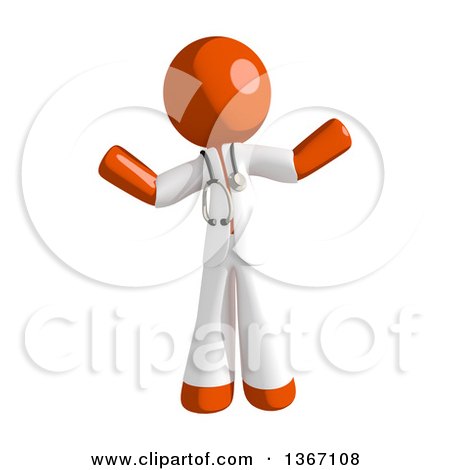 Clipart of an Orange Man Doctor or Veterinarian Shrugging - Royalty Free Illustration by Leo Blanchette
