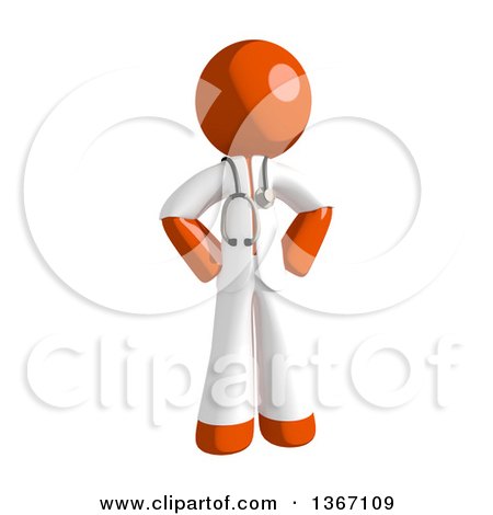 Clipart of an Orange Man Doctor or Veterinarian Standing with Hands on His Hips - Royalty Free Illustration by Leo Blanchette