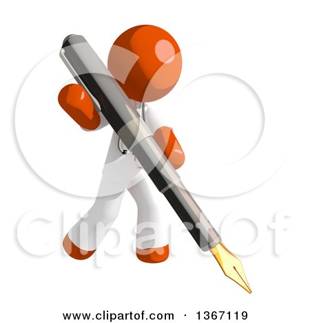 Clipart of an Orange Man Doctor or Veterinarian with a Fountain Pen - Royalty Free Illustration by Leo Blanchette