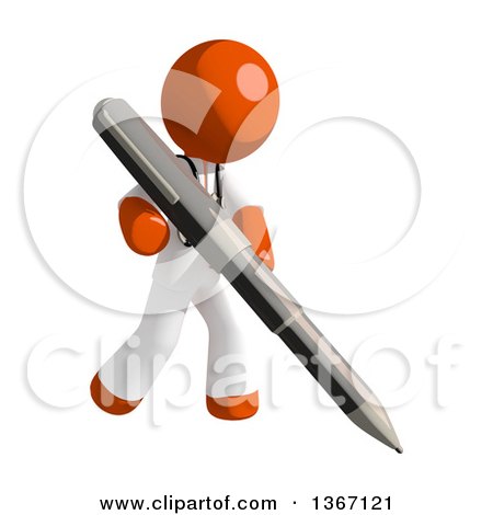 Clipart of an Orange Man Doctor or Veterinarian Holding a Pen - Royalty Free Illustration by Leo Blanchette
