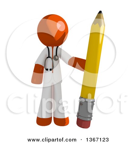 Clipart of an Orange Man Doctor or Veterinarian Holding a Pencil - Royalty Free Illustration by Leo Blanchette