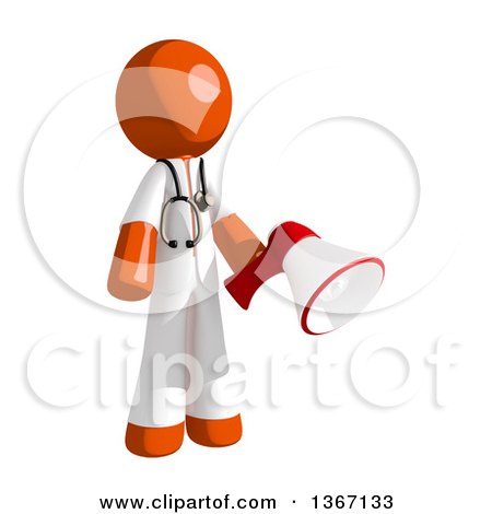 Clipart of an Orange Man Doctor or Veterinarian Holding a Megaphone - Royalty Free Illustration by Leo Blanchette