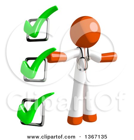 Clipart of an Orange Man Doctor or Veterinarian Presenting a Check List - Royalty Free Illustration by Leo Blanchette