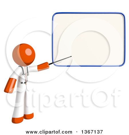 Clipart of an Orange Man Doctor or Veterinarian Holding a Pointer Stick to a White Board - Royalty Free Illustration by Leo Blanchette