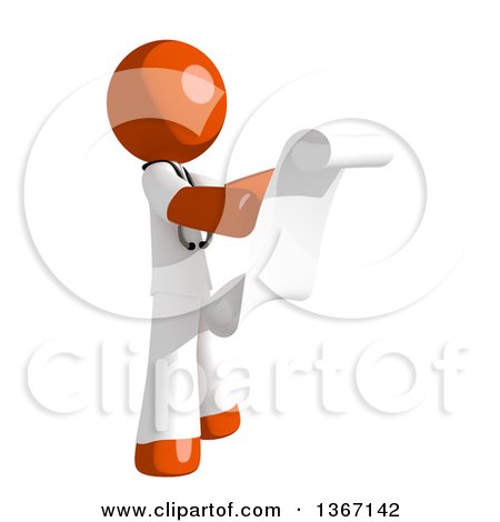 Clipart of an Orange Man Doctor or Veterinarian Reading a List, Facing Right - Royalty Free Illustration by Leo Blanchette