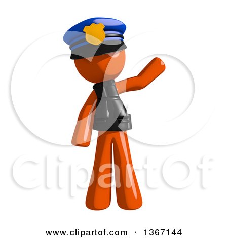 Clipart of an Orange Man Police Officer Waving - Royalty Free Illustration by Leo Blanchette