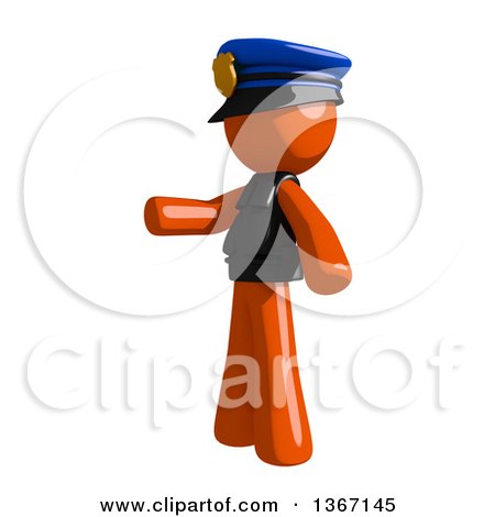 Clipart of an Orange Man Police Officer Presenting to the Left - Royalty Free Illustration by Leo Blanchette