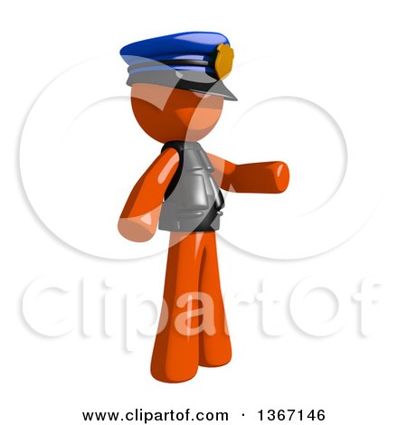 Clipart of an Orange Man Police Officer Presenting to the Right - Royalty Free Illustration by Leo Blanchette