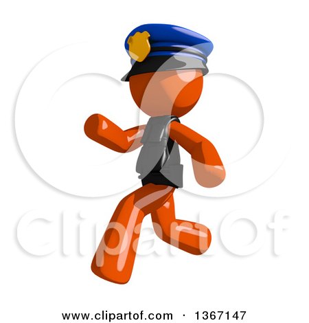 Clipart of an Orange Man Police Officer Running to the Left - Royalty Free Illustration by Leo Blanchette