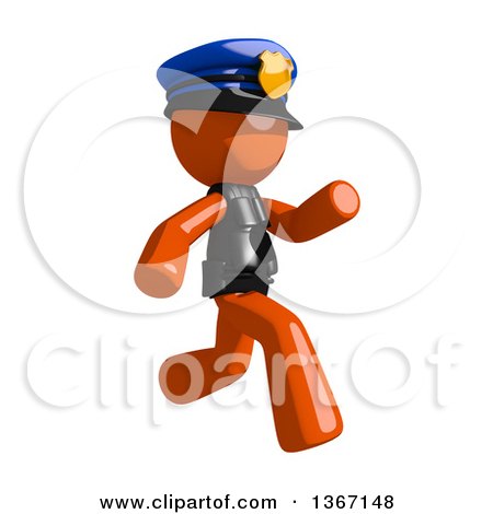 Clipart of an Orange Man Police Officer Running to the Right - Royalty Free Illustration by Leo Blanchette