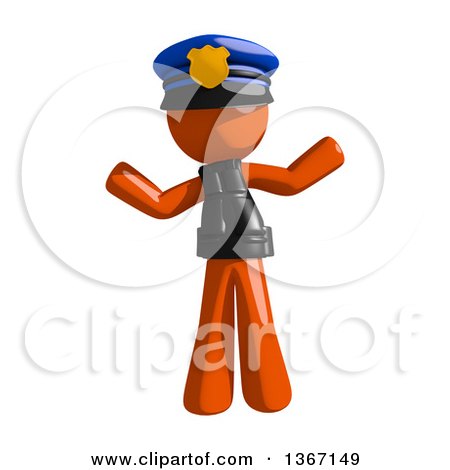 Clipart of an Orange Man Police Officer Shrugging - Royalty Free Illustration by Leo Blanchette