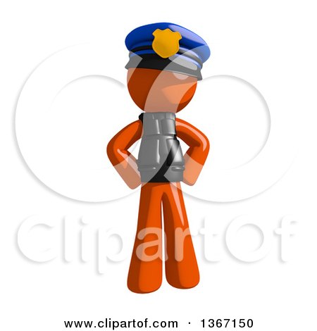 Clipart of an Orange Man Police Officer with Hands on His Hips - Royalty Free Illustration by Leo Blanchette