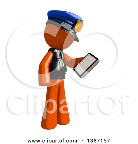 Clipart of an Orange Man Police Officer Looking at a Smart Phone - Royalty Free Illustration by Leo Blanchette