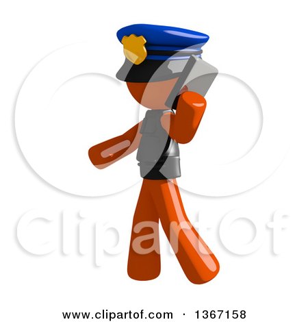 Clipart of an Orange Man Police Officer Talking on a Smart Phone - Royalty Free Illustration by Leo Blanchette