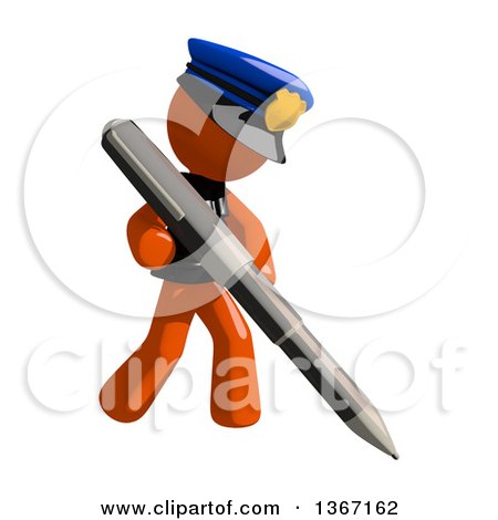 Clipart of an Orange Man Police Officer Holding a Pen - Royalty Free Illustration by Leo Blanchette