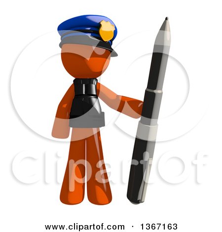 Clipart of an Orange Man Police Officer Holding a Pen - Royalty Free Illustration by Leo Blanchette